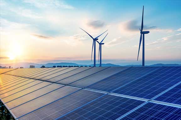 Windmills and solar panels